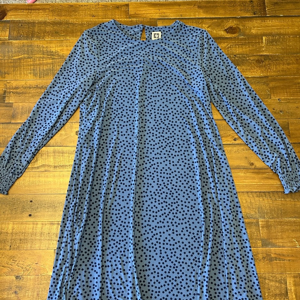 Anne Klein Blue Long Sleeve A-line Dress